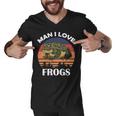 Man I Love Frogs Funny Retro Frog Men V-Neck Tshirt