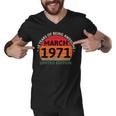 March 1971 50 Years Old Retro Vintage 50Th Birthday V2 Men V-Neck Tshirt