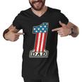 Number One Dad American Flag 4Th Of July Fathers Day Gift Men V-Neck Tshirt