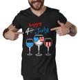 Red Wine Blue 4Th Of July Wine Red White Blue Wine Glasses V4 Men V-Neck Tshirt