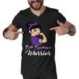 Rett Syndrome Warrior Purple Women Purple Ribbon Rett Syndrome Rett Syndrome Awareness Men V-Neck Tshirt