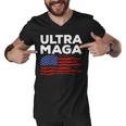 Ultra Maga Proud American Distressed Flag Patriotic Gift Men V-Neck Tshirt