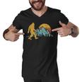 Vintage Retro Bigfoot Believe Silhouette Mountain Sun 234 Shirt Men V-Neck Tshirt