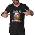 Wake Up And Smell The Freedom Murica American Flag Eagle Men V-Neck Tshirt