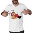 Cartoon Animal Happy Loving Teddy Bear Men V-Neck Tshirt