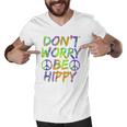 Donut Worry Be Happy Men V-Neck Tshirt