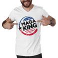 Maga King American Flag Red Blue Usa Lover Gift Men V-Neck Tshirt