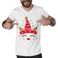 New Christmas Unicorn Face Santicorn Cute Men V-Neck Tshirt