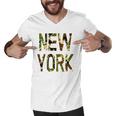 New York Camo Distressed Gift Men V-Neck Tshirt