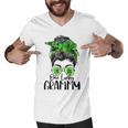 One Lucky Grammy Messy Bun Lucky Shamrock St Patricks Day Men V-Neck Tshirt