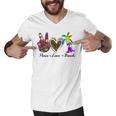 Peace Love Beach Summer Vacation Beach 185 Shirt Men V-Neck Tshirt