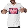 Pink Roses In Garden Men V-Neck Tshirt