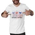 Red Wine Blue 4Th Of July Wine Red White Blue Wine Glasses Men V-Neck Tshirt