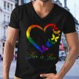 Butterfly Heart Rainbow Love Is Love Lgbt Gay Lesbian Pride Men V-Neck Tshirt