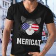 Cat American Flag Independence Day Mericat 4Th Of July Men V-Neck Tshirt