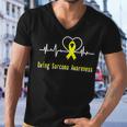 Ewings Sarcoma Awareness Heartbeat Yellow Ribbon Ewings Sarcoma Ewings Sarcoma Awareness Men V-Neck Tshirt