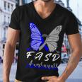 Fasd Awareness Butterfly Blue And Grey Ribbon Fetal Alcohol Spectrum Disorder Fetal Alcohol Spectrum Disorder Awareness Men V-Neck Tshirt