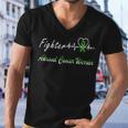 Fighter Adrenal Cancer Warrior Heartbeat Green Ribbon Adrenal Cancer Adrenal Cancer Awareness Men V-Neck Tshirt