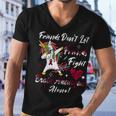 Friends Dont Let Friends Fight Brain Aneurysm Alone Unicorn Burgundy Ribbon Brain Aneurysm Bpd Brain Aneurysm V2 Men V-Neck Tshirt