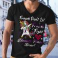 Friends Dont Let Friends Fight Chronic Pain Alone Unicorn Purple Ribbon Chronic Pain Support Chronic Pain Awareness Men V-Neck Tshirt