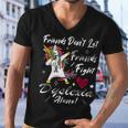 Friends Dont Let Friends Fight Dyslexia Alone Unicorn Grey Ribbon Dyslexia Dyslexia Awareness Men V-Neck Tshirt