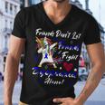 Friends Dont Let Friends Fight Dyspraxia Alone Blue Ribbon Unicorn Dyspraxia Dyspraxia Awareness Men V-Neck Tshirt