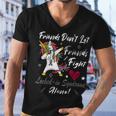 Friends Dont Let Friends Fight Lockedin Syndrome Alone Unicorn Silver Ribbon Lockedin Syndrome Lockedin Syndrome Awareness Men V-Neck Tshirt