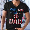 Funny Captain Dad Boat Owner American Flag 4Th Of July Men V-Neck Tshirt