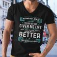 Funny Vintage Fathers Day Bonus Dad From Daughter Son Boys Men V-Neck Tshirt