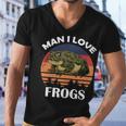 Man I Love Frogs Funny Retro Frog Men V-Neck Tshirt