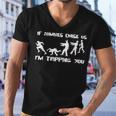 Mens If Zombies Chase Us Im Tripping You Funny Graphic Novelty HalloweenShirt 173 Trendi Men V-Neck Tshirt