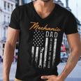 Mens Mechanic Dad Like A Normal Dad Only Cooler Usa Flag Men V-Neck Tshirt