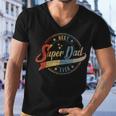 Mens Retro Best Dad Super Dad Ever Father Daddy Fathers Day Gift Men V-Neck Tshirt