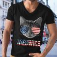 Meowica Funny Cat Patriotic Usa Shirt American Flag 544 Trending Shirt Men V-Neck Tshirt