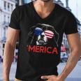 Merica Bernese Mountain Dog American Flag 4Th Of July Men V-Neck Tshirt