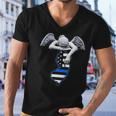 New Jersey Thin Blue Line Flag And Angel For Law Enforcement Men V-Neck Tshirt