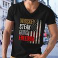 Patriotic American Flag Whiskey Steak Guns And Freedom Men V-Neck Tshirt