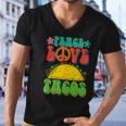Peace Love Tacos Groovy Gift For Retro Hippie Men V-Neck Tshirt