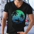 Retro Water Sport Surfboard Palm Tree Sea Tropical Surfing Men V-Neck Tshirt
