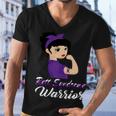 Rett Syndrome Warrior Purple Women Purple Ribbon Rett Syndrome Rett Syndrome Awareness Men V-Neck Tshirt