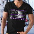 Rett Syndrome Warrior Usa Flag United States Flag Purple Ribbon Rett Syndrome Rett Syndrome Awareness Men V-Neck Tshirt