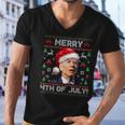 Santa Joe Biden Merry 4Th Of July Ugly Christmas Men V-Neck Tshirt