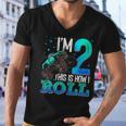 This Is How I Roll 2 Years Old Monster Truck 2Nd Birthday Men V-Neck Tshirt