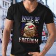 Wake Up And Smell The Freedom Murica American Flag Eagle Men V-Neck Tshirt