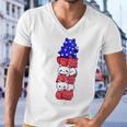 4Th Of July Cat Patriotic American Flag Cute Cats Pile Stack Men V-Neck Tshirt