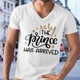 Baby Shower Text Design The Prince Has Arrived Men V-Neck Tshirt