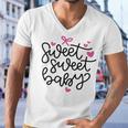 Baby Shower Text Pink Heart Ribbon Design Sweet Sweet Baby Men V-Neck Tshirt