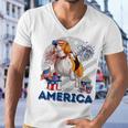 Beagle American Flag Sunglasses 708 Shirt Men V-Neck Tshirt