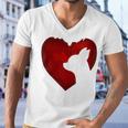 Chihuahua Shape With Red Heart Painting For Valentine Day Men V-Neck Tshirt