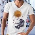 Funny Astronaut Monkey Blowing Sun V2 Men V-Neck Tshirt